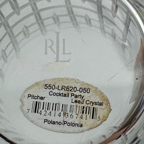 New - Ralph Lauren RLL Cocktail Party Pitcher Lead Crystal Poland - Picture 9 of 12